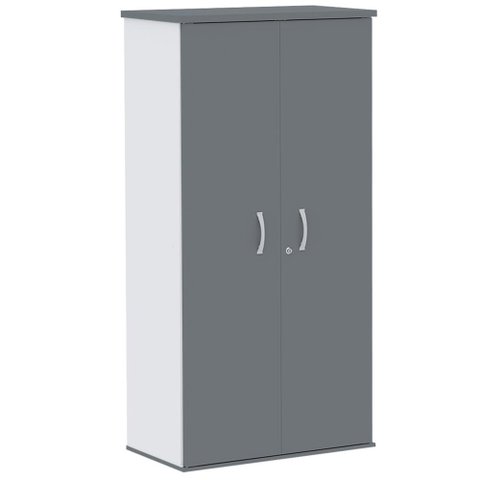 Armário Alto PE25 Pandin 79.20 cm (largura) em MDP Cor Branco e Grafito com Duas portas