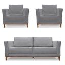 Ver imagem 1 de Kit 2 Poltronas e Sofá Living 2 Lugares 1,90m Vega Linho Cas