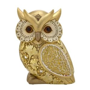 Escultura Coruja Decorativa Dourado - 18x14cm - Escultura Clássica de Acabamento Refinado