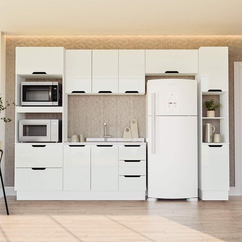 Armário de Cozinha Modulada Completa 5 Peças 310cm sem Tampo 250062 Meena Politorno Móveis
