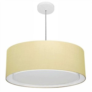 Lustre Cilíndrico Duplo Md-4297 60x25cm Bivolt Algodão Crú