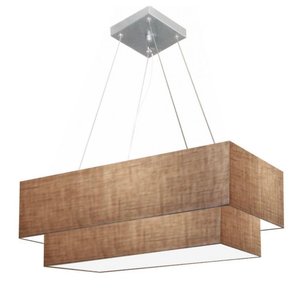 Lustre Duplo Retangular Md-4138 70x30 60x25 Bivolt Palha