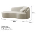 Ver imagem 3 de Divã Recamier Curvo Sala de Estar Recepção Inglaterra 180cm Lado Esquerdo Bouclé Adj Decor Bege