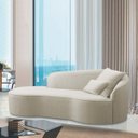 Ver imagem 2 de Divã Recamier Curvo Sala de Estar Recepção Inglaterra 180cm Lado Esquerdo Bouclé Adj Decor Bege