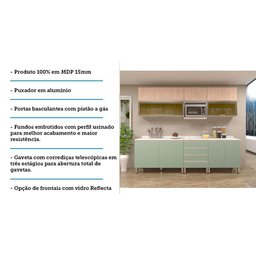 Armário De Cozinha 8 Peças Com Tampo Crema Com Verde - 4