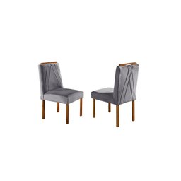 Conjunto Sala de Jantar Mesa e 4 Cadeiras Madeica Maciça Madri Linho Cinza - 3
