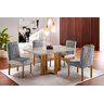 Conjunto Sala de Jantar Mesa e 4 Cadeiras Madeica Maciça Madri Linho Cinza - 1