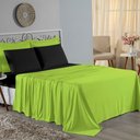 Ver imagem 1 de Jogo de Cama Casal Viúva Nobre 4 Peças Malha 100% Algodão - Pistache / Preto