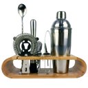 Ver imagem 7 de Coqueteleira Profissional Com Acessórios em Aço Inox 750ml Kit Barman Base em Madeira - Premium