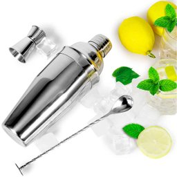 Coqueteleira Profissional Com Acessórios em Aço Inox 750ml Kit Barman Base em Madeira - Premium - 9