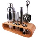 Ver imagem 3 de Coqueteleira Profissional Com Acessórios em Aço Inox 750ml Kit Barman Base em Madeira - Premium
