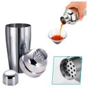 Ver mais imagens de Coqueteleira Profissional Com Acessórios em Aço Inox 750ml Kit Barman Base em Madeira - Premium