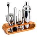 Ver imagem 1 de Coqueteleira Profissional Com Acessórios em Aço Inox 750ml Kit Barman Base em Madeira - Premium