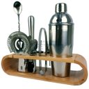 Ver imagem 4 de Coqueteleira Profissional Com Acessórios em Aço Inox 750ml Kit Barman Base em Madeira - Premium