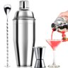 Coqueteleira Profissional Com Acessórios em Aço Inox 750ml Kit Barman Base em Madeira - Premium - 11