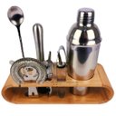 Ver imagem 6 de Coqueteleira Profissional Com Acessórios em Aço Inox 750ml Kit Barman Base em Madeira - Premium