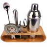 Coqueteleira Profissional Com Acessórios em Aço Inox 750ml Kit Barman Base em Madeira - Premium - 6