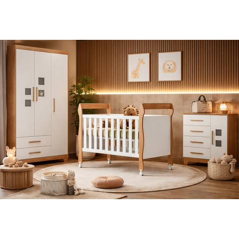 Quarto Completo com Berço que Vira Cama Magia - Mobibaby