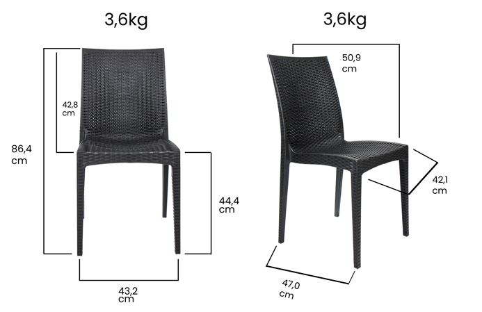 4 Cadeiras Rattan Preto Reforçadas - Construmarcas - 3