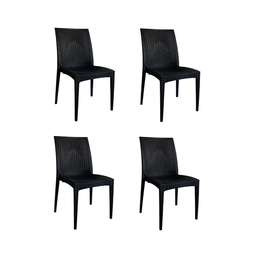 4 Cadeiras Rattan Preto Reforçadas - Construmarcas - 1