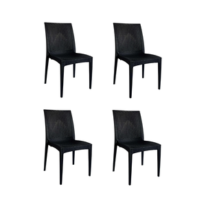4 Cadeiras Rattan Preto Reforçadas - Construmarcas