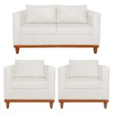 Ver imagem 1 de Kit Sofa 2 Lugares e 2 Poltronas Europa Bouclé Branco - Amarena Móveis