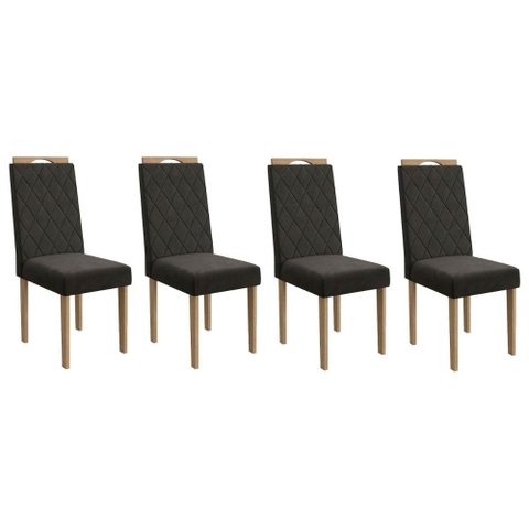 Cadeira Sala de Jantar 2cad153ea Kit 4 Un Eucalipto/chumbo Escuro A037 - Kappesberg