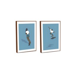 Quadro Decorativo Skateboarding Blue em 2 Telas com Moldura Filete - 5