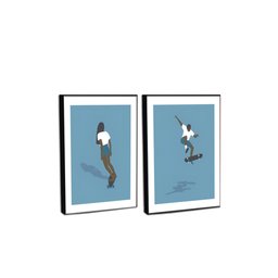 Quadro Decorativo Skateboarding Blue em 2 Telas com Moldura Filete - 6