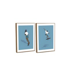 Quadro Decorativo Skateboarding Blue em 2 Telas com Moldura Filete - 3