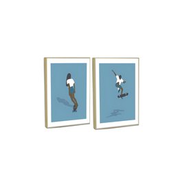 Quadro Decorativo Skateboarding Blue em 2 Telas com Moldura Filete - 4