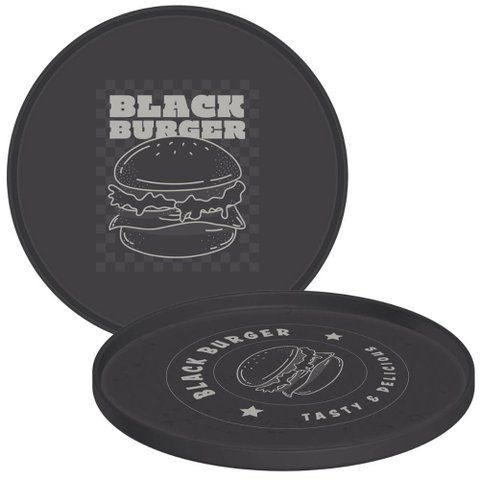 Prato Raso para Hambúrguer 20cm Tramontina Black Burger Polipropileno Plástico Resistente Cinza