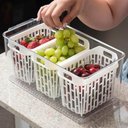 Ver imagem 6 de Kit Organizador de Geladeira 6l e 3,2l Cestos Internos Coza Dry Escorredor Frutas Vegetais