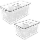 Ver imagem 1 de Kit Organizador de Geladeira 6l e 3,2l Cestos Internos Coza Dry Escorredor Frutas Vegetais