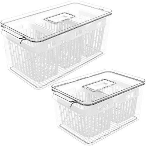 Kit Organizador de Geladeira 6l e 3,2l Cestos Internos Coza Dry Escorredor Frutas Vegetais
