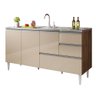 Cozinha Modulada Milla 11 Peças Castanho Off White Puxador Aluminio - 4