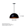 Lustre Pendente Interno Balcão Jantar Meia Lua 30 Cm Cor: Preto - 2
