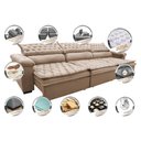 Ver imagem 3 de Sofá Retrátil e Reclinável 4.12m Molas Ensacadas Cama inBox Botonê Espuma Viscoelástico Bege