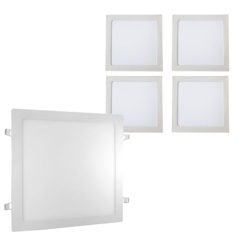 Kit 5 Painel Plafon Led 12w Quadrado Embutir Branco Frio
