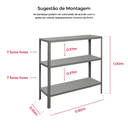Ver imagem 2 de Estante Multiuso 30cm - 3 Bandejas - 22kg por Prateleira - Cinza Mm