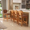 Ver imagem 2 de Kit 06 Banquetas Baixa Bar Cozinha Sala Jantar Fixa Betta L02 Imbuia Couríssimo Marrom - Lyam Decor