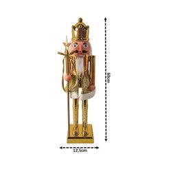 Quebra Nozes Decorativo Natal Pintura Eletroestática Dourado Gold 60cm - Magizi - 3