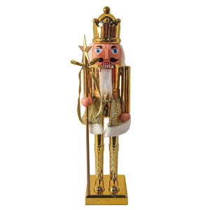 Quebra Nozes Decorativo Natal Pintura Eletroestática Dourado Gold 60cm - Magizi