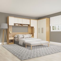 Guarda Roupa Casal Modulado com Painel Cabeceira Selene 7 Peças Carvalho - 1
