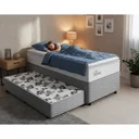 Ver imagem 2 de Cama Box com Colchão de Molas Ensacadas Pillow Top Flora + Auxiliar de Molas Unique Solteiro 88cm