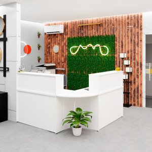 Balcão Atendimento de Canto em L Recepção Consultório 120x60 Netmobil - Branco