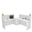 Ver imagem 3 de Balcão Atendimento de Canto em L Recepção Consultório 120x60 Netmobil - Branco