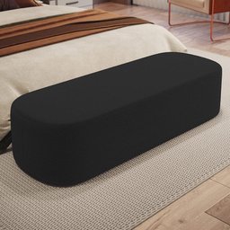 Kit 02 Puffs Decorativos Orgânicos para Living Quarto 140cm Doha W01 Bouclê Preto - Lyam Decor - 6