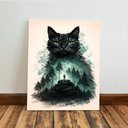 Ver imagem 4 de Kit 3 Quadro Decorativo Gatos Floresta Moderno Luxo Qualidade Premium 40x28cm