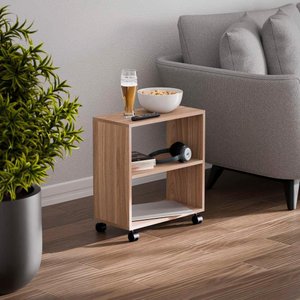 Mesinha Lateral de Apoio Freijo Sala Quarto 50 X 47 X 25cm com Rodinhas